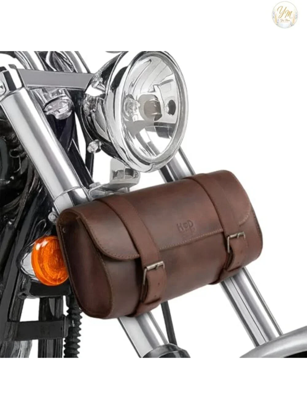 Motorcycle Handlebar Bag Full Grain Leather Tool Organizer Adjustable Straps
